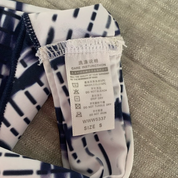 Bikini - Black Halter Top & White/ Navy Bottoms - Picture 9 of 11